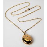 9ct hallmarked gold pendant locket upon fancy curb link chain, weight 7.1g approx.