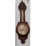 Banjo aneroid barometer thermometer, the silvered dial signed Chadburn's Ld Opticians, Liverpool,