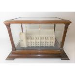 Interesting Victorian ivory model of a Church or Cathedral within a bevel edge glazed oak case