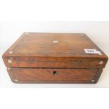 19th Century silver and mother of pearl dot inlaid hinge lidded workbox, width 25cm.