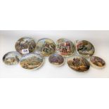Eight various 19th Century Prattware pot lids together with a 19th Century glass souvenir