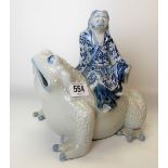 Interesting Japanese porcelain blue and white underglaze incense burner, in the form of a toad