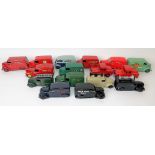 Collection of Dinky Toys diecast advertising vans, some repainted, all unboxed.