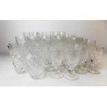 Waterford cut glass drinking set comprising six 5in wine glasses, six 4.5in wine glasses, six 4.25in