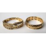 Two 9ct gold rings, weight 5.8g approx (AF)