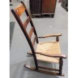 Ladderback rush seated rocker