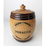 Doulton Lambeth 'TOBACCO' lidded jar, impressed marks & no. 2739, height 13cm (AF)