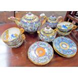 Early 20th Century Maiolica lustre glazed tea set for six by Alfredo Santarelli (1874-1957), in 16th