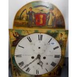 19th Century eight day longcase clock movement, the painted 40in arched dial signed R. Johnstone,