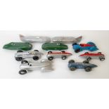 Two Dinky toys diecast MG Record cars no. 23P; together with two other Dinky Toys racecars and six