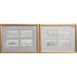 19th Century British School, set of twelve framed landscape pencil sketches, including views of