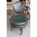 Edwardian mahogany shield back swivel office chair
