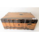 19th Century Anglo Indian coromandel wood rectangular hinge-lidded workbox with serpentine edge,