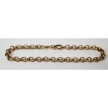 9ct gold belcher link bracelet with clip clasp, weight 10.4g approx