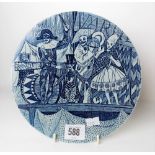 Nymolle Denmark plate, underglaze blue printed with circus figures, printed marks to the base,