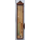 Admiral Fitzroy's mahogany cased barometer with foliate carved top, height 97cm