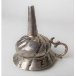 Rare 18th Century continental silver small wine funnel with marks for Augsberg, with single scroll