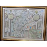 17th Century hand coloured copper engraved map after John Speed 'Cumberland and the Ancient Citie