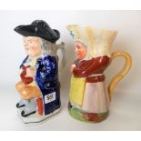 19th Century Staffordshire pottery Toby Jug with tricorn hat and lid, height 25cm; together with a