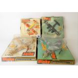 Four Dinky Toys diecast aeroplanes, no's 710, 712, 726 & 718 within boxed blister packs
