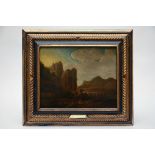 Anonymous (17th - 18th century): painting (o/p) 'rock landscape' (40x32cm)