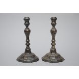 A pair of Louis XV silver candlesticks, 1766 (hallmarks) (24cm)