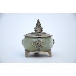 Small Chinese vase with jade and silver mount (5x6cm)