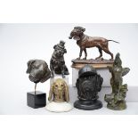 Lot : dogs in metal and bronze + bronze rooster (*)