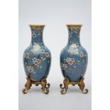 Pair of Chinese cloisonnÈ vases with bronze mounts (17cm)