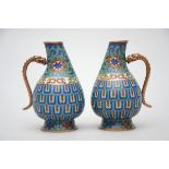 Pair of ewers in Chinese cloisonnÈ, with Qianlong marks (14cm)