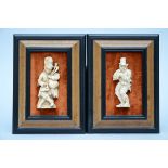 Pair of low-reliefs in ivory (12cm)