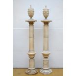 Pair of alabaster columns with vases, 19th century(*) (161cm)