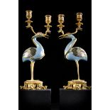 A couple of cranes in Chinese cloisonnÈ with a European mounts (39cm)