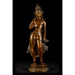 Large Asian sculpture in bronze of a 'Kshitigarbha', 19th - 20th century (99cm)