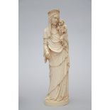 Large gothic revival 'madonna with child' in ivory (*) (35cm)