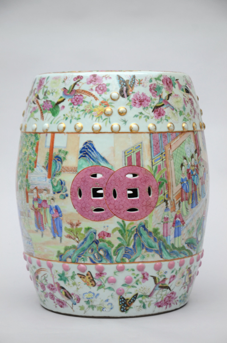 Garden seat in Canton porcelain, 19th century (*) (36x47cm) - Image 3 of 5