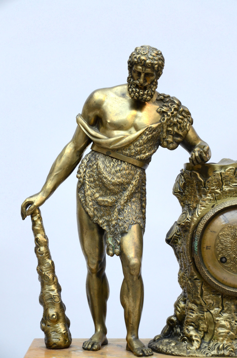 Mantle piece in bronze and marble 'Hercules', late 19th century (*) (16x40x60cm) - Image 2 of 4