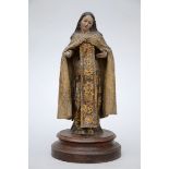 Portuguese sculpture in clay and leather, 'madonna' (31cm)