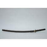 Katana with scabbard in brown lacquer (100x8cm)