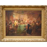 Zacharie Noterman (Paris 1883): painting (o/c) 'the monkey wedding' (126x90cm)