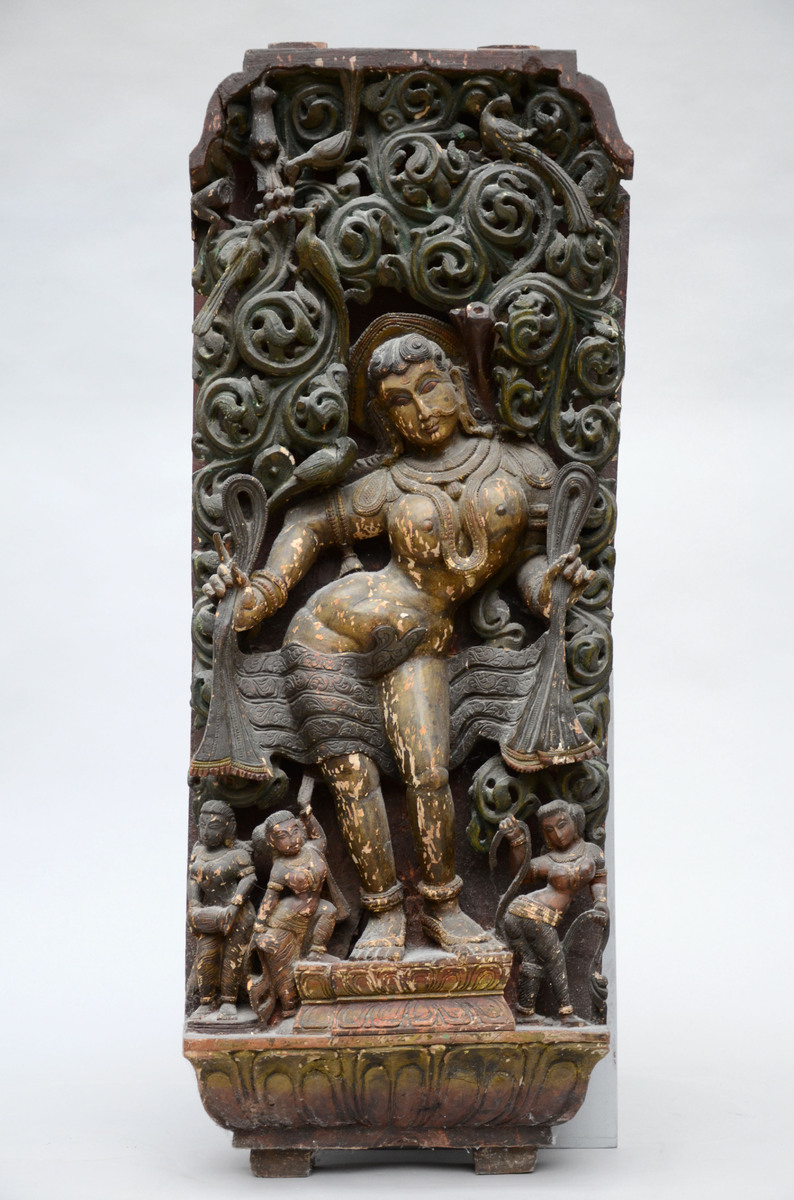 Indian wooden low relief (37x90cm)