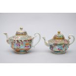 Lot: two large teapots in Canton porcelain (16cm)