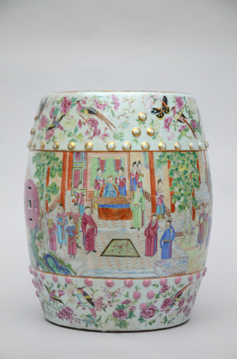 Garden seat in Canton porcelain, 19th century (*) (36x47cm) - Image 2 of 5