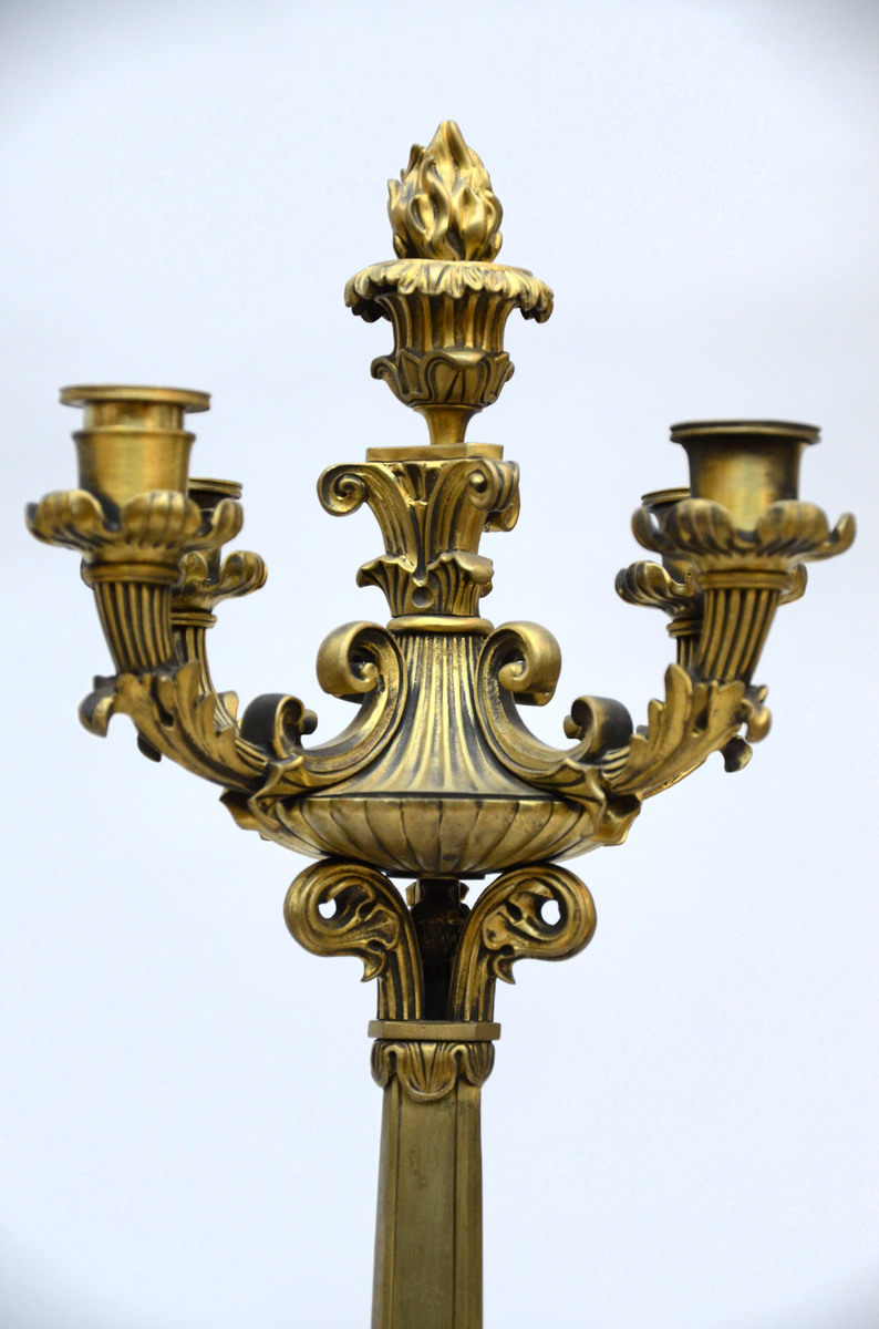 Mantle piece in bronze and marble 'Hercules', late 19th century (*) (16x40x60cm) - Image 3 of 4