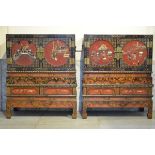 A pair of Chinese cabinets with soapstone inlaywork (48x90x107cm)