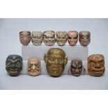 Lot : 11 Japanese miniature masks (6x12cm)