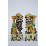 Pair of Chinese Sancai foo lions (20cm)