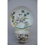 Cup and saucer in Chinese porcelain 'seamstress', 18th century (*) (7x4cm)