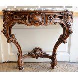 Louis XV style wall console in walnut with marble top (40x99x84cm)