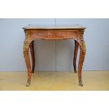 Louis XV style table with veneer and gilt bronze fittings (82x82x78cm)